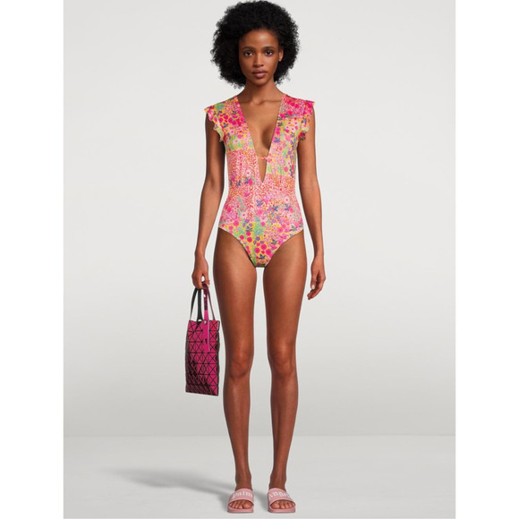 New Free People BETH RICHARDS Sophia One Piece Swimsuit $280 MEDIUM Floral - Picture 5 of 8